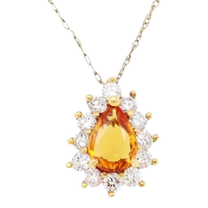Tiffany & Co. 18k Gold Natural Yellow Sapphire & Diamond Pendant for a Necklace