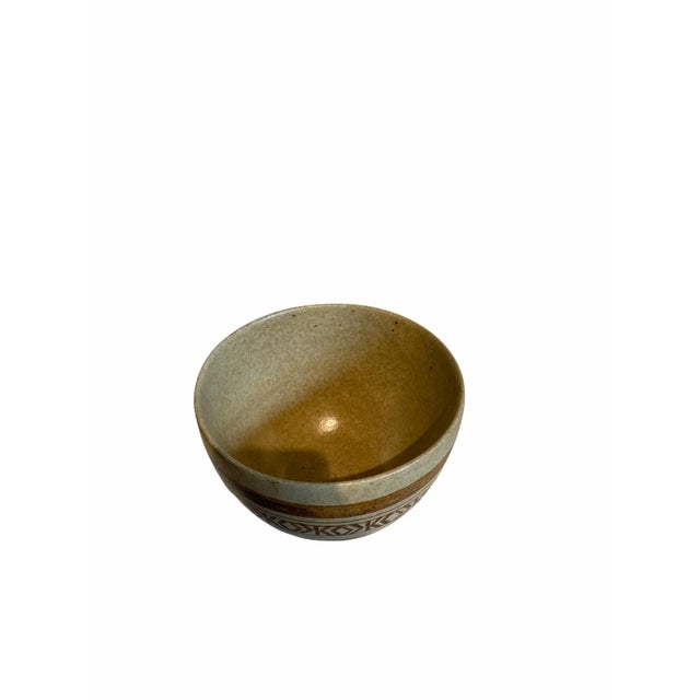 Mid-Century Modern Vintage Geometric Design Pottery Bowl For Sale - Image 3 of 7