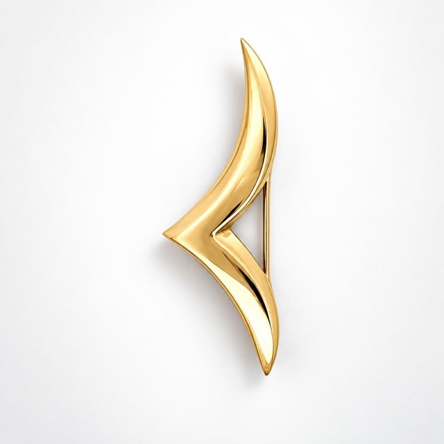 Modern Tiffany & Co. Vintage 18k Yellow Gold Flying v Chevron Brooch Pin For Sale - Image 3 of 7