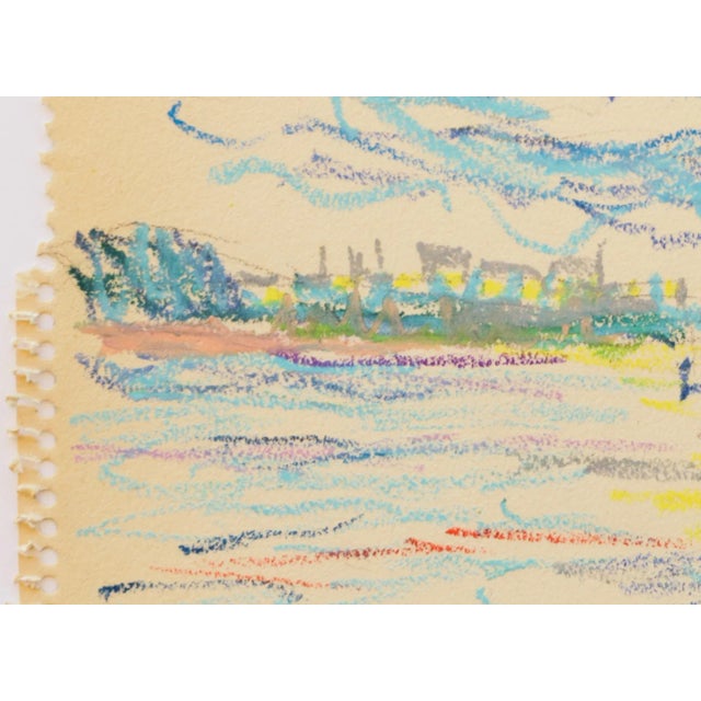 Mid-Century Swedish Folk Art Oil Pastel Drawing of Stockholm City Hall in Sky Blue, Pink, Purple, Teal, Green For Sale - Image 18 of 18