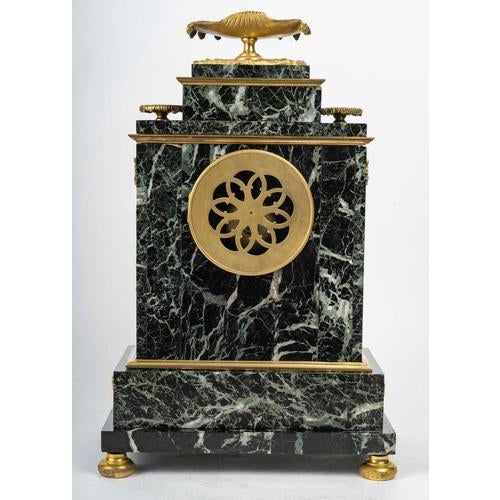 Gold Marble and Gilt Bronze Clock with Mythological Decor For Sale - Image 8 of 11