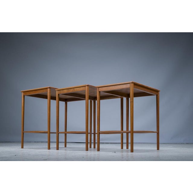 Mid-Cenury Teak Nesting Tables by Kai Winding for Poul Jeppesens, 1960s, Set of 3 For Sale - Image 6 of 15