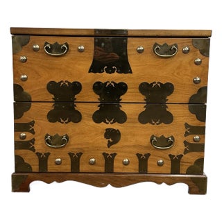 Oriental Small Chest of Drawers by Baker Furniture Brass Details Far East For Sale