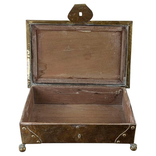 Wood Antique Mid-19th Century Dutch Brass-Clad Tobacco Casket with Engraved Monogram For Sale - Image 7 of 14