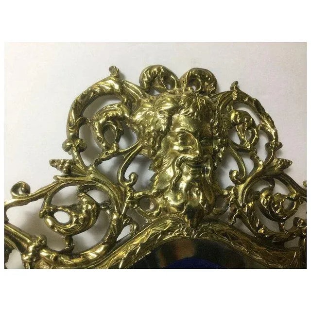 Victorian Style Brass Mirror, Pair With Candlestick Holders For Sale - Image 4 of 8