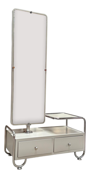 Bauhaus Pastel Grey Chrome Dressing Mirror from Vichr a Spol, 1930s