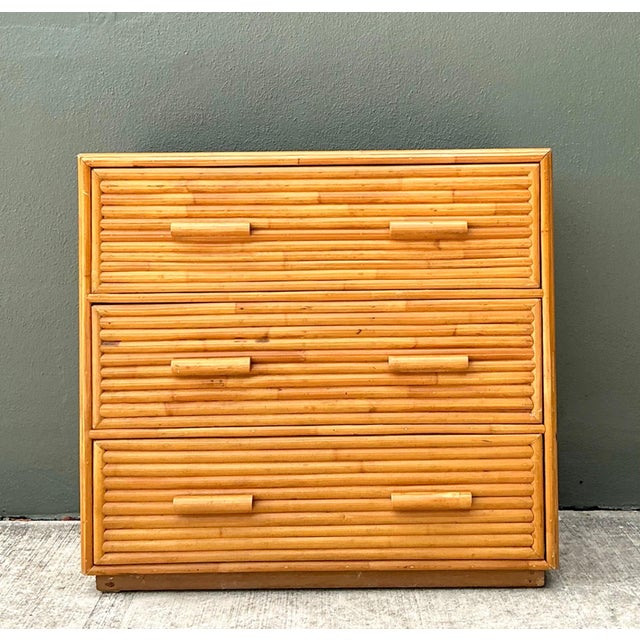 This vintage bamboo three-drawer chest embodies the relaxed elegance and organic beauty that made bamboo furnishings a...