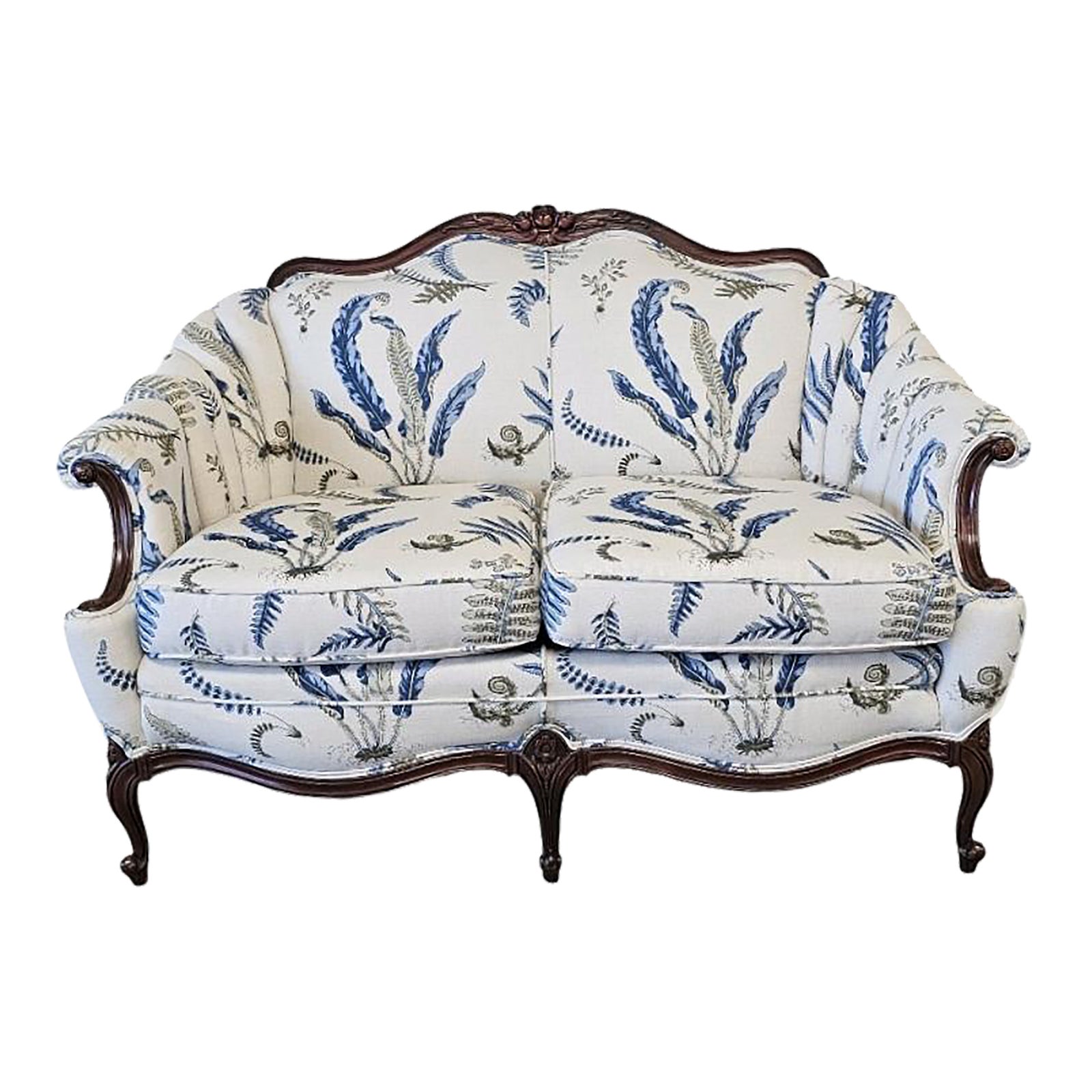 View of Queen Anne Style Loveseat | Chairish