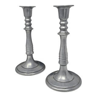 1970s Vintage Wilton Armetale "Pewter" Candlesticks- a Pair For Sale