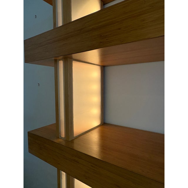 Custom Built Bamboo Wood Book Shelf With Led Lighting For Sale - Image 9 of 14
