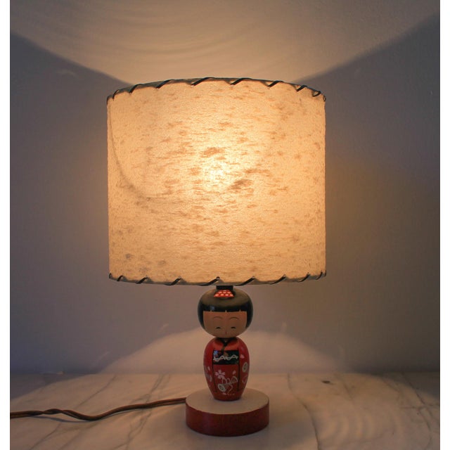 Vintage Japanese Kokeshi Doll Table Lamp With Shade Chairish
