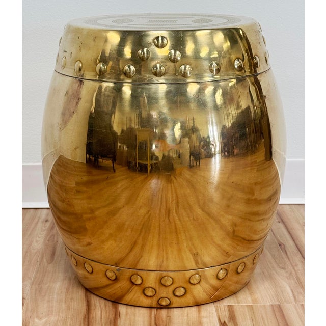 Chinoiserie Vintage Chinoisierie Style Brass Garden Drum Stool For Sale - Image 3 of 10