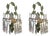 Green Lacquered Iron and Crystal Wall Lamps, 1970s, Set of 2 For Sale