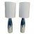 Mid Century Style White & Blue Drip Lamps - Pair. For Sale