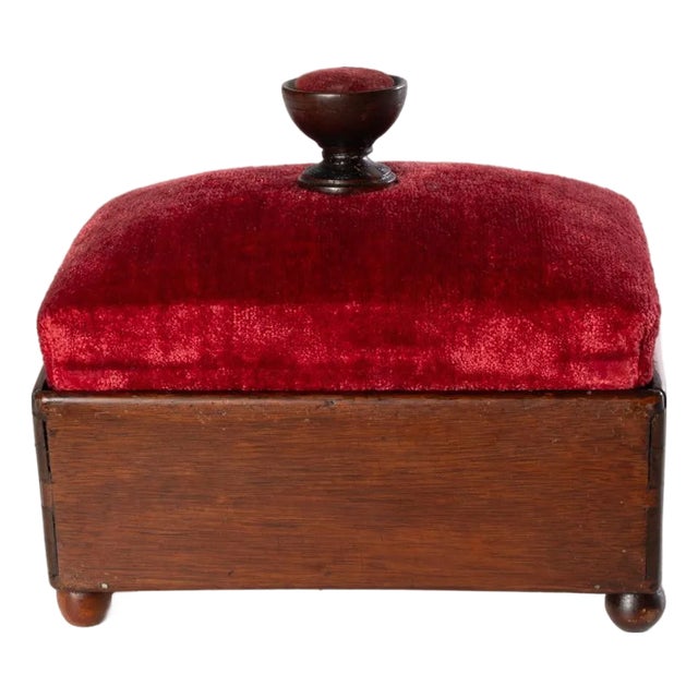 19th Century Mahogany Pin Cushion Sewing Box For Sale