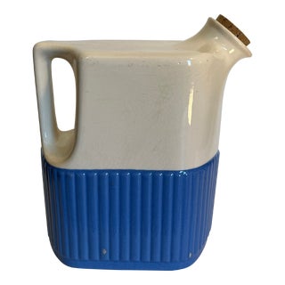 Vintage Universal Cambridge Pottery Primitive Farmhouse Cork Lid Pitcher Jug For Sale