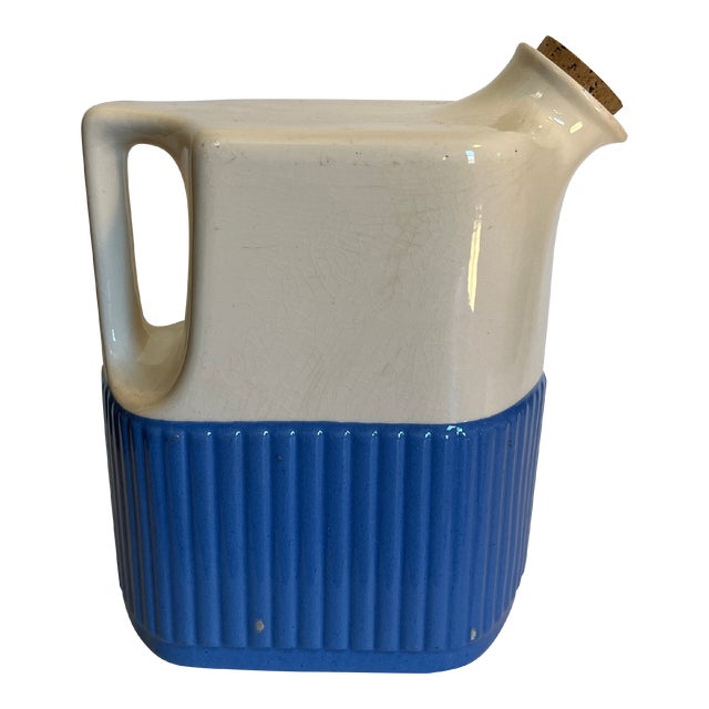 Vintage Universal Cambridge Pottery Primitive Farmhouse Cork Lid Pitcher Jug For Sale