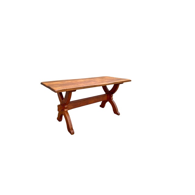 Brutalist X-Base Trestle Dining Table in Oak by Bram Sprij, 1960s For Sale - Image 9 of 9