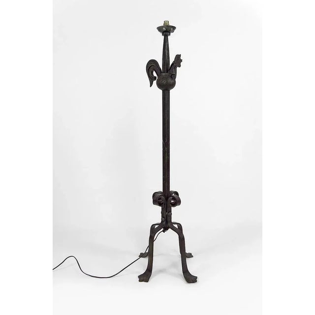 Rooster Floor Lamp in Wrought Iron by Jean Touret for Ateliers Marolles, 1950s For Sale - Image 4 of 12