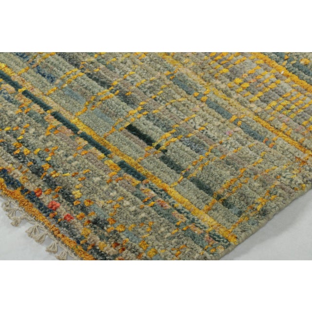 Contemporary Rug & Kilim's Modern Rug in Steel Blue and Oxidized Gold Stripes For Sale - Image 3 of 7