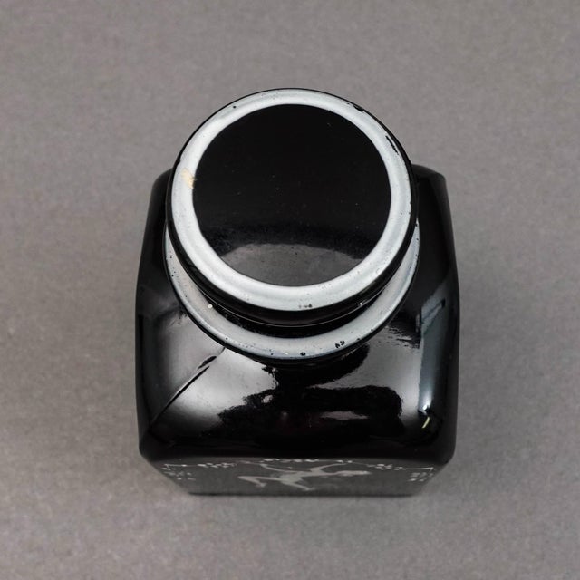 Black Bohemian Mary Gregory Enamel Black Amethyst Art Glass Bottle For Sale - Image 8 of 10