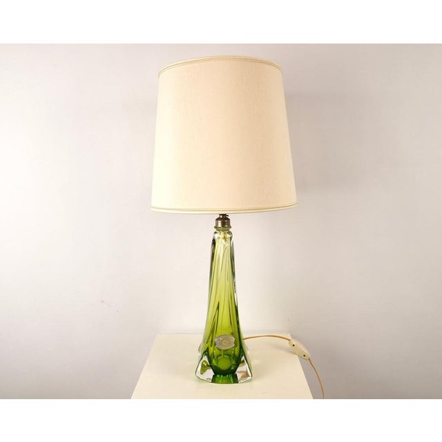Mid-Century Modern Vintage Green Crystal Lamp Base from Val Saint Lambert, 1960s For Sale - Image 3 of 3