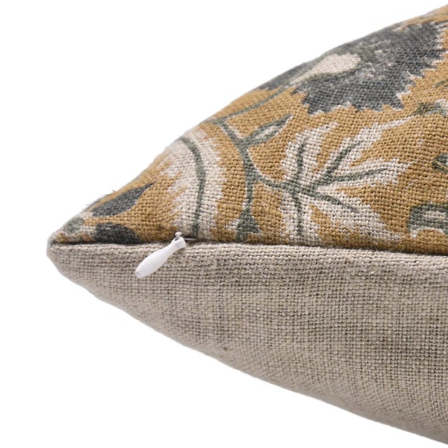 Farmhouse Handmade Block Print Decorative Cushion Cover Thick Linen 16x16 Inch - Kundanvan For Sale - Image 3 of 5