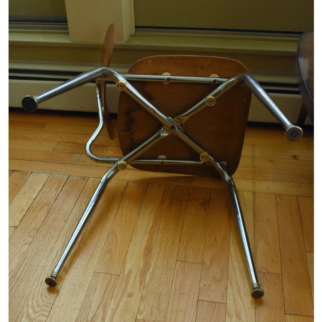 Wood Vintage Mid Century Bent Wood and Metal Side Chair For Sale - Image 7 of 7