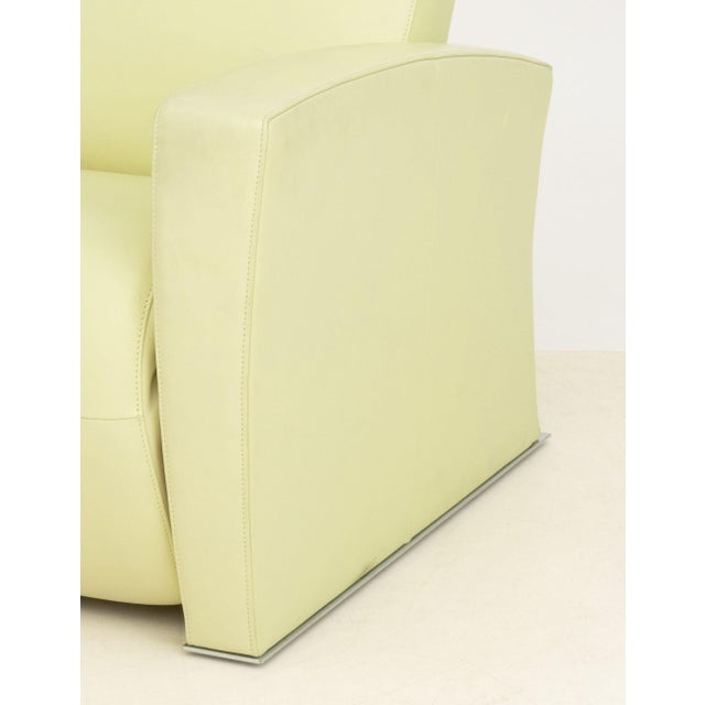 Late 20th Century Art Deco Style Mint Green Leather Reclining Chair For Sale - Image 5 of 7