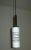 White opaline glass pendant light, cylindrical shape with a fine black glass overlay decoration, chromed metal holder,...