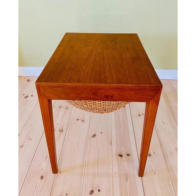 Vintage Danish Teak Sewing Table by Severin Hansen Jr. for Haslev Møbelfabrik, 1960s For Sale - Image 3 of 18