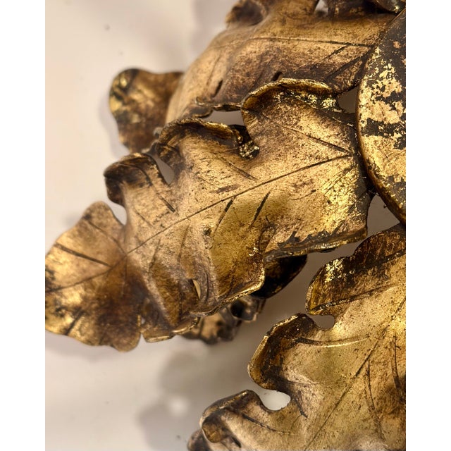 Vintage Banci Firenze Style Hand-Gilt Oak Leaf Pendant Light For Sale In Mobile - Image 6 of 12