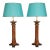 Vintage Italian Lamps Neoclassical Column Lamps Turned Burl Wood Table Lamps - A Pair For Sale