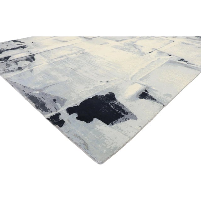 30315 Vintage Monochrome Contemporary Abstract Rug, 08'01 x 09'11. Emanating Abstract Expressionist style, this hand...
