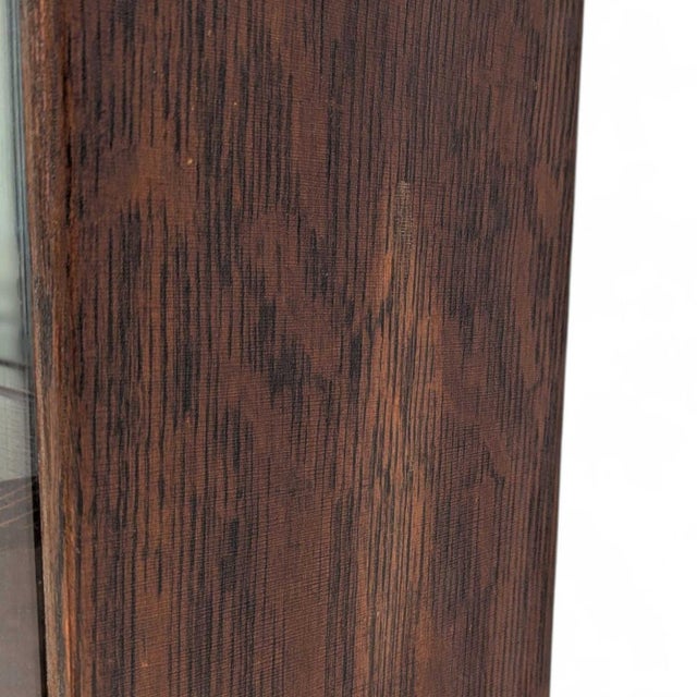 Vintage Oak Bow-Front Curved-Glass China Cabinet With Claw Feet For Sale - Image 18 of 18