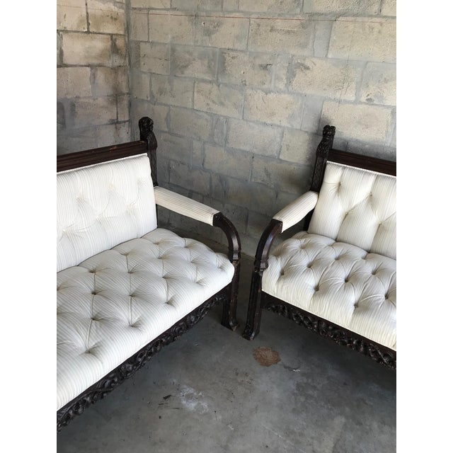 1800s Vintage Lion Head Carving Wood Sofa For Sale - Image 10 of 13