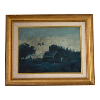 Antique Puerto Rican Tonalist Landscape Painting by José López De Victoria (1869–1930), Oil on Board, Framed For Sale