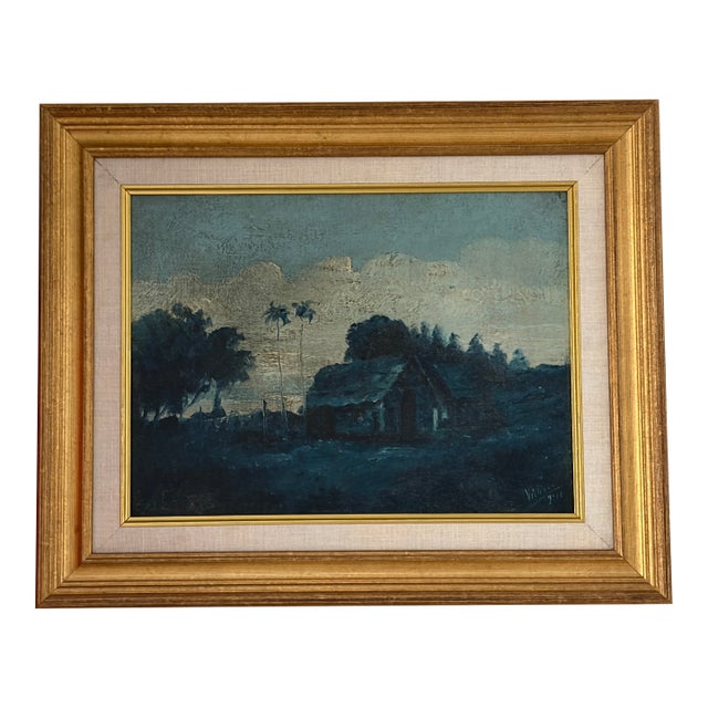 Antique Puerto Rican Tonalist Landscape Painting by José López De Victoria (1869–1930), Oil on Board, Framed For Sale