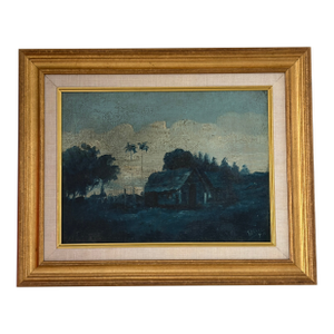 Antique Puerto Rican Tonalist Landscape Painting by José López De Victoria (1869–1930), Oil on Board, Framed
