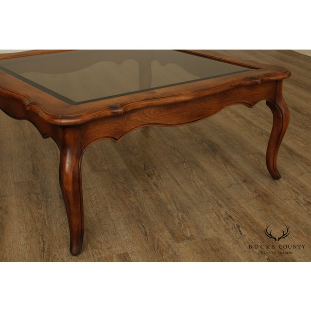 Ethan Allen Country French Solid Maple Square Glass Top ...