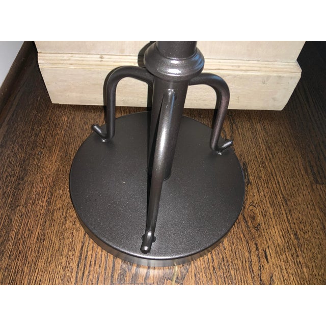 Bronze 1980s Hollywood Regency Painted Metal Faux Bamboo Floor Lamps - A Pair For Sale - Image 8 of 13