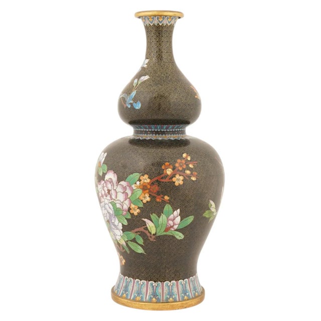 Late 20th Century Vintage Chinese Cloisonne Enamel Double Gourd Vase For Sale - Image 5 of 8