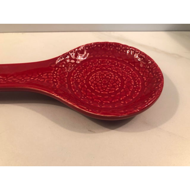 This vibrant 1990s Red Italian Spoon Rest will be a year round standout on your stovetop or kitchen counter with its vivid...