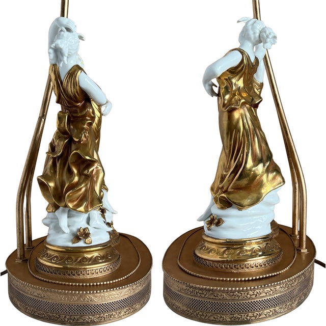 Italian Neoclassical Capodimonte-Style Figural Porcelain Table Lamp "Dancing Muses" For Sale - Image 17 of 18