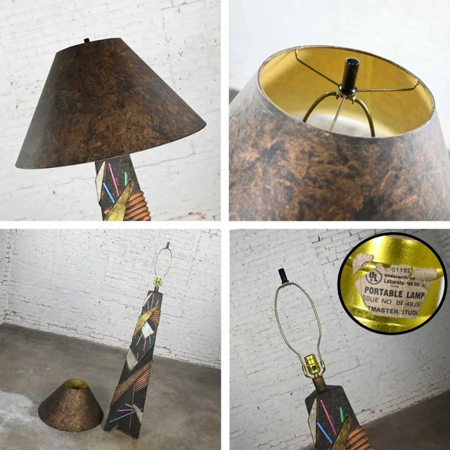 Black Postmodern Artmaster Studios Geometric Triangular Hand Painted Plaster Floor Lamp For Sale - Image 8 of 13