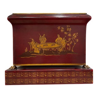Vintage Italian Chinoiserie Tole Planter on Plinth Base For Sale