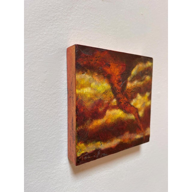 Abstract A Murder of Crows by Tammi Otis | Oil on Board Painting of crows against a dramatic sky For Sale - Image 3 of 5