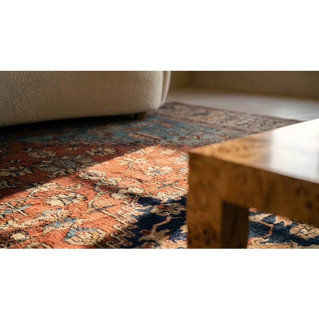 1870s Red Rust Medallion Rustic Antique Persian Bakshaish Rug 10' 6" X13' 2" Wool Handknotted Carpet For Sale - Image 12 of 12