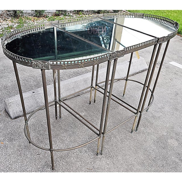 Traditional 1920s Mid-Century Bauges Style 3 Piece Sofa Table For Sale - Image 3 of 11