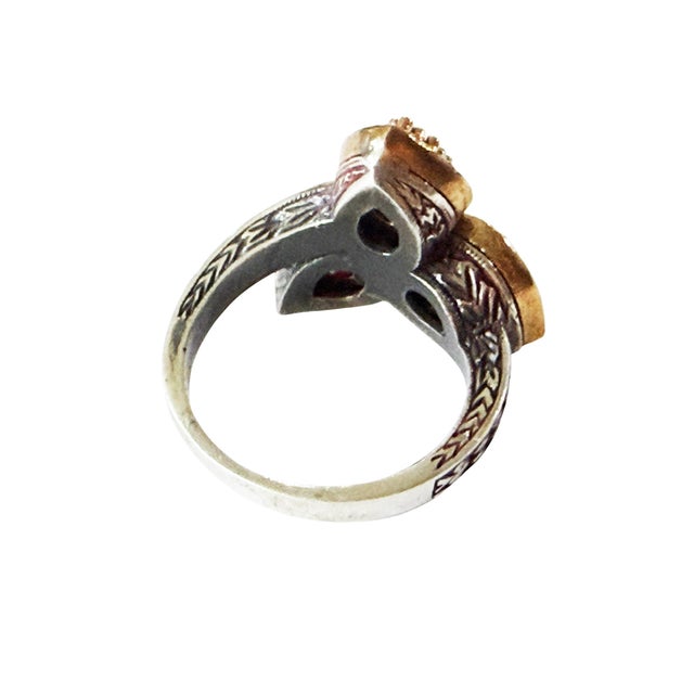 Metal Vintage Natural Ruby, Emerald, Sapphire & Diamond Ring - 925 Sterling Silver Size 8 For Sale - Image 7 of 9